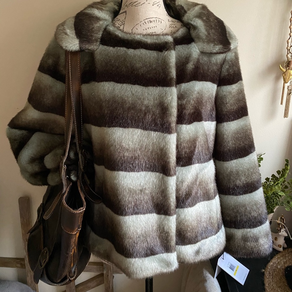 NWT Gorgeous Calvin Klein faux fur jacket